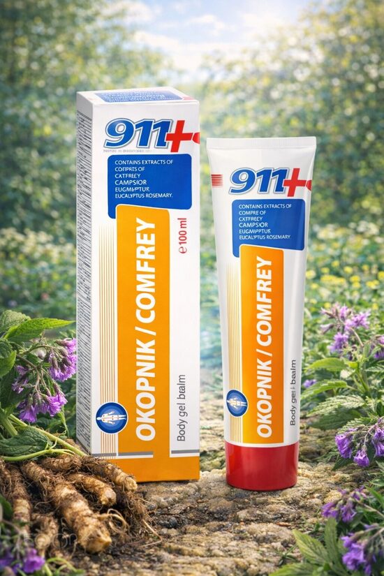 LOCĪTAVU UN MUSKUĻU DISKOMFORTA MAZINĀŠANAI 911 OKOPNIK - COMFREY( Tauksaknes)  balzāms-gēls 100ML